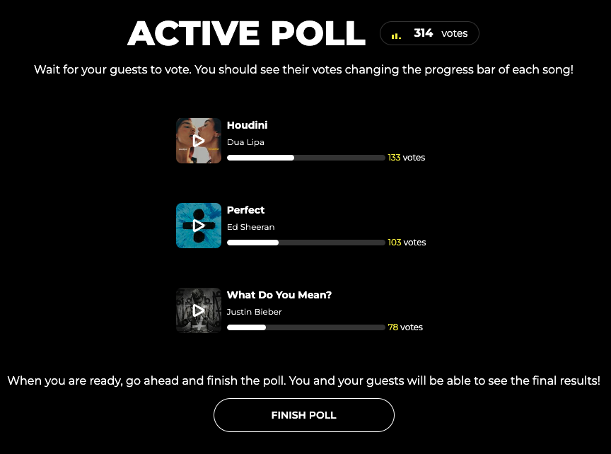 DJ poll example screenshot